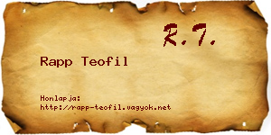 Rapp Teofil névjegykártya